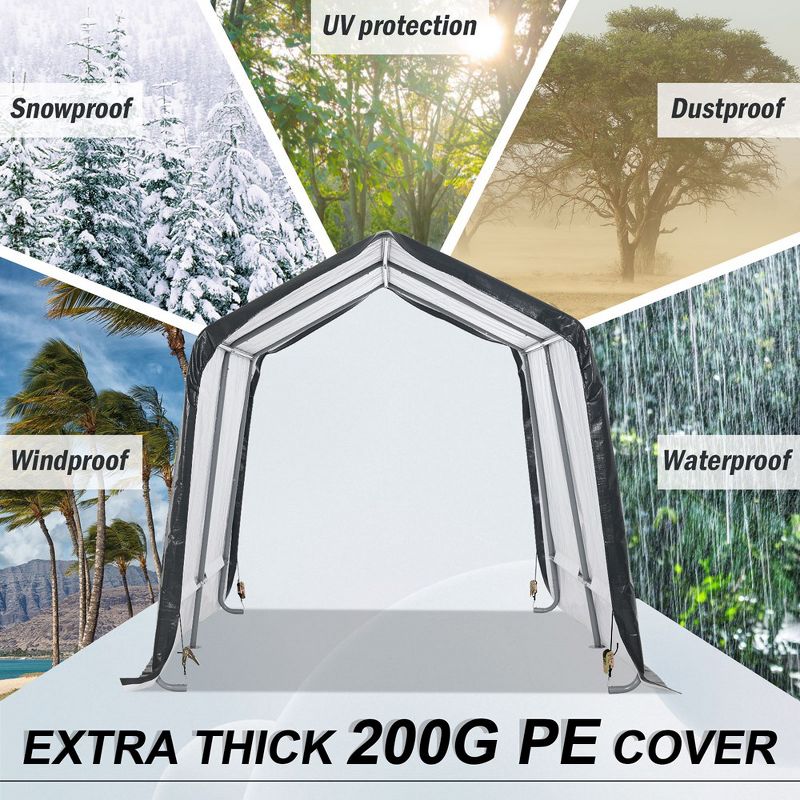 Aoodor 6 X 6 FT Heavy Duty Storage Shelter, Portable Shed Carport with Roll-up Zipper Door ,Waterproof and UV Resistant, 5 of 9