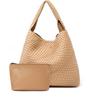 Large Woven Tote Bag for Women Weave Purse Woven Leather Handbag - 1 of 4