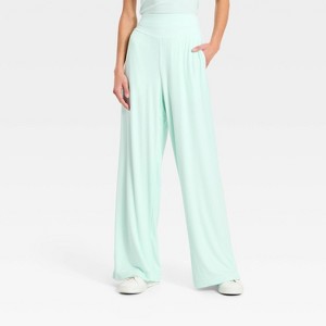 Women's Ribbed Knit High-Rise Wide Leg Pants - All In Motion™ - 1 of 4
