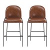 Set of 2 Metal Bar Stools,Faux Leather Bar Stools with Solid Back for Dining Room,Modern Upholstered Bar Stools for Kitchen or Bar- Cuddlewood - 2 of 4