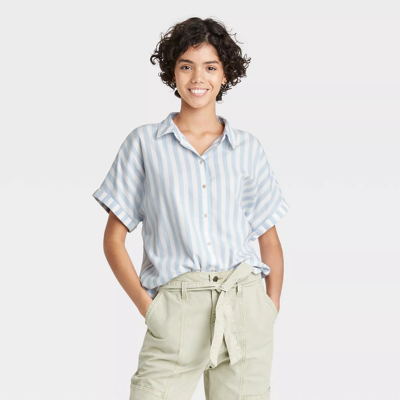 Women's Dolman Short Sleeve Button-Down Shirt - Universal Thread™ - image 1 of 8