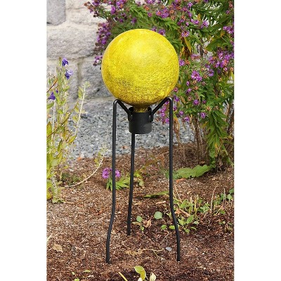 10-Inch Yellow Crackle Glass Gazing Globe