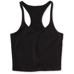 Aeropostale Womens Trimmed V-Neck Cami Tank Top, Black, X-Small - 1 of 2