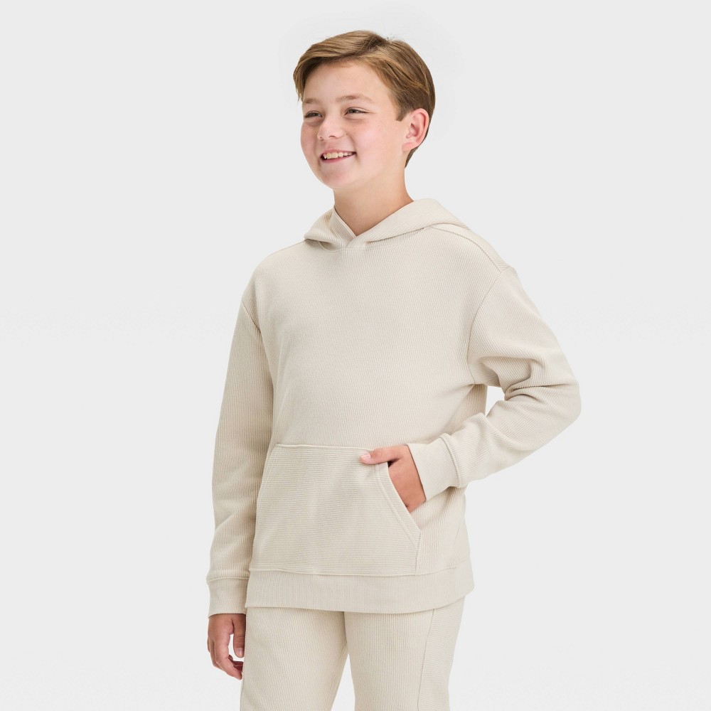 Boy Flatback Ribbed Hoodie Pullover Sweathirt