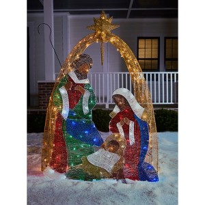 BrylaneHome 72" Crystal Fabric Multi-Colored Nativity Scene - 1 of 2