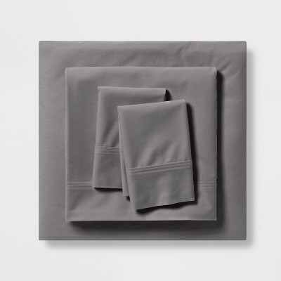 Queen 300 Thread Count Organic Solid Sheet Set Gray - Threshold™