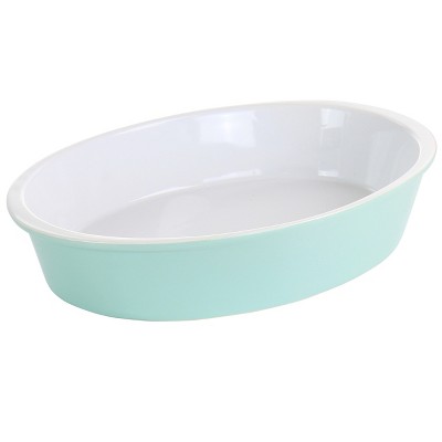Gibson 13 Inch x 9.5 Inch Stoneware Oval Baker in Mint