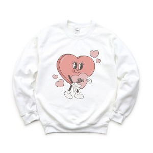 Simply Sage Market Women's Graphic Sweatshirt Be Mine Heart Cartoon - 1 of 4