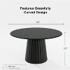 PexFix 52" Wood Round Dining Table Kitchen Table for 4-6 with Arc-Shaped Edge Top & Textured Tapered Base for Living/Dining Room Coffee Office Black - 4 of 4