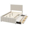 TIRAMISUBEST Twin/Full Size Upholstered Platform Bed with Trundle and 3 Storage Drawers, Linen Fabric Bed Frame with Headboard and Slats Support - 3 of 4