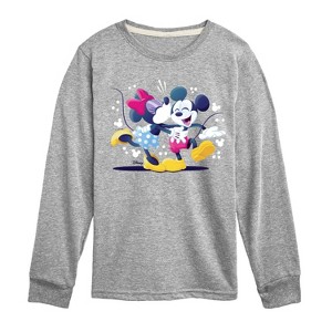 Boys' - Disney - Mickey Minnie Kiss Long Sleeve Graphic T-Shirt - 1 of 4