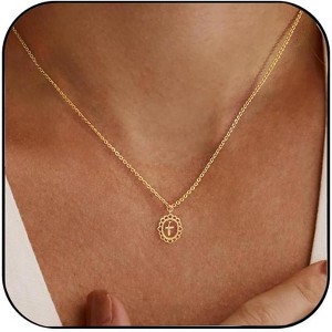 Dainty Gold Cross Necklace for Women, 14K Gold Plated Small Pendant Choker - 1 of 4