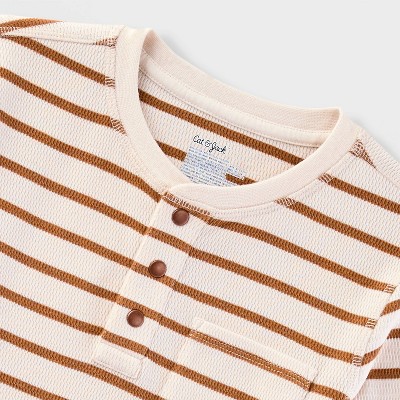 Cat & Jack Boys' Adaptive Long Sleeve 'Stripe' Thermal Top - Cat & Jack™ Cream XL: Midweight, Jacquard — фото 2