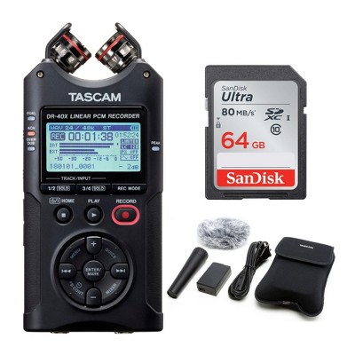 Tascam DR-40X Four-Track USB Audio Interface with 64GB Card and Accessory Bundle Tascam DR-40X Four-Track USB Audio Interface with 64GB Card and Accessory Bundle