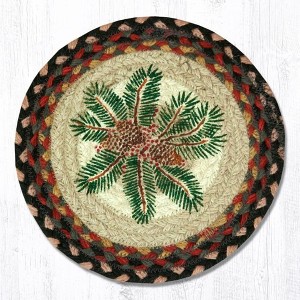 Earth Rugs Pinecone Red Berry Round Trivet – Rustic Woodland Kitchen Hot Pad 10"x10" - 1 of 3