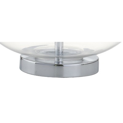 Cecile 25.5" Clear Glass Teardrop LED Table Lamp Set with Linen Shade