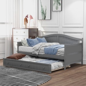 NicBex Twin Wooden Daybed with Trundle Bed,Sofa Bed Frame for Bedroom,Living Room,Apartment,No Box Spring Needed - 1 of 4