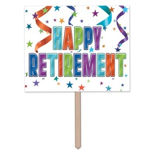 Beistle Happy Retirement Yard Sign, 12" x 15", (3/Pkg) Multicolored - 1 of 3