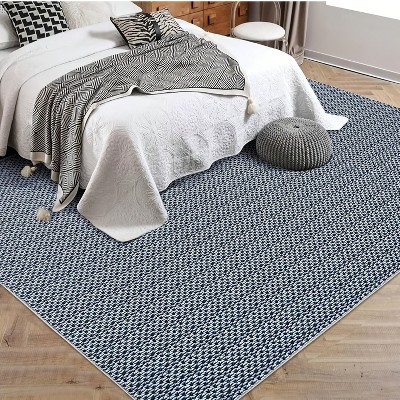 Modern Area Rug -Washable Low Pile Non Slip Floor Carpet Soft Non Shedding Thin Rug,Faux Woven Design