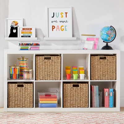 Seagrass Woven Square Storage Bin with Handles - Natural Off-White