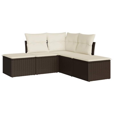 vidaXL Garden Sofa Set Brown, Cream White
