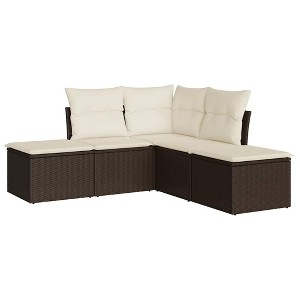 vidaXL Garden Sofa Set Brown, Cream White - 1 of 4