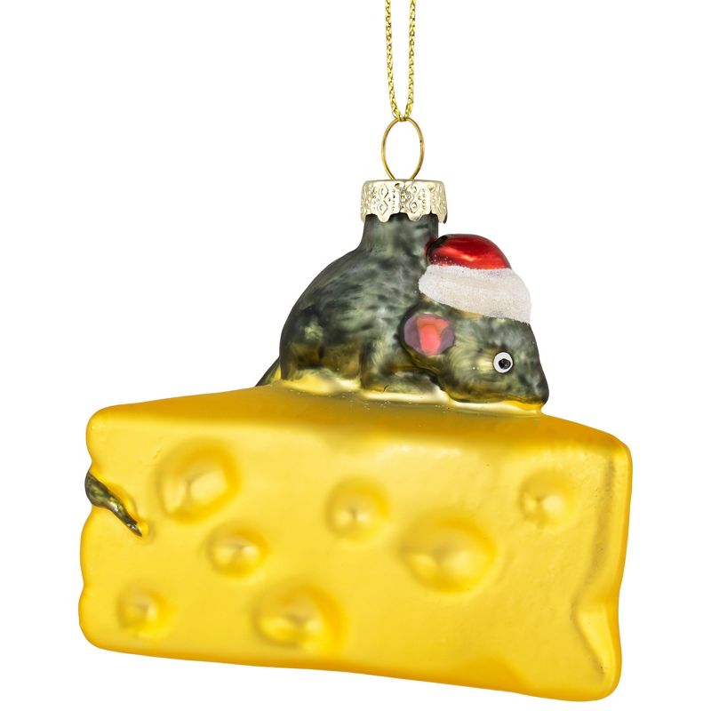 Northlight 3.25" Mouse with Cheese Glass Christmas Ornament, 3 of 6