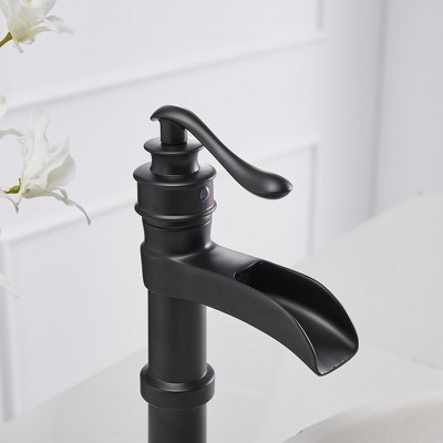 Matte Black Single-Handle Waterfall Vessel Bathroom Faucet