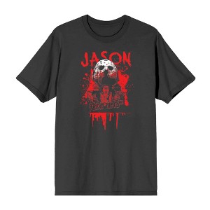 Friday The 13th Blood Splatter Jason Mask Crew Neck Short Sleeve Men's T-shirt - 1 of 2