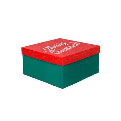 Square Gift Box Merry Christmas Lettering on Red - Spritz™