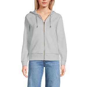Lands' End Women's Serious Sweats Relaxed Long Sleeve Full Zip Hoodie Sweatshirt - 1 of 3