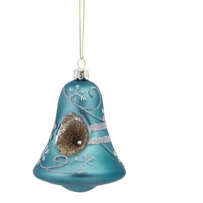 Melrose 4" Matte Antique Snowflake Bell Christmas Ornament - Blue