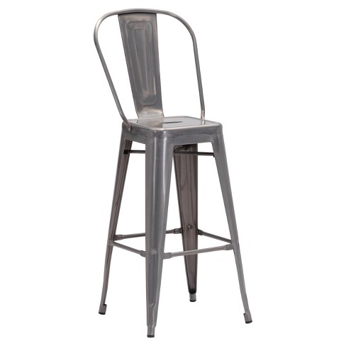 Industrial Gunmetal Steel Bar Chair Set Of 2 Zm Home