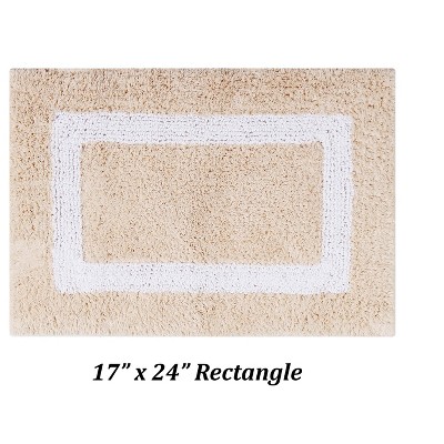 Sand and White Cotton Tufted Reversible Bath Rug Set