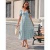 Coolmee Maternity Dress Summer Ruffle Short Sleeve V Neck Smocked Midi Dress Baby Shower Photoshoot - 3 of 4