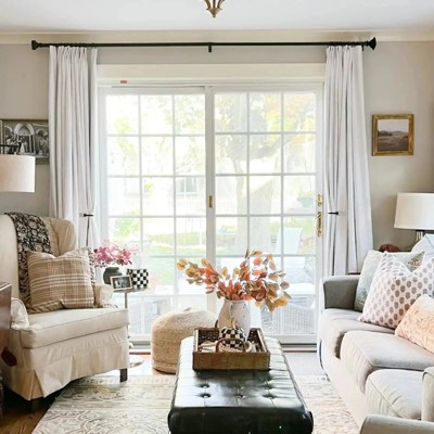 TWOPAGES Liz Collection Linen Blend Light Filtering Drape Pinch Pleat Unlined Curtains