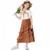 Girls Ruffled Skirts Summer Highwaist Maxi Skirts for Girls A-line Adjustable Drawstring Skirts with Irregular Hem - 4 of 4