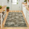 Washable Vintage Rug Non Slip Low Pile Rug Soft Floral Distressed Throw Floor Cover Foldable Indoor Carpet for Living Room Bedroom Playroom Nursery - 2 of 4