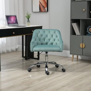 Velvet Desk Chair, Swivel Home Office Chair with Wheels and Gold Metal Base – The Pop Home - 1 of 4