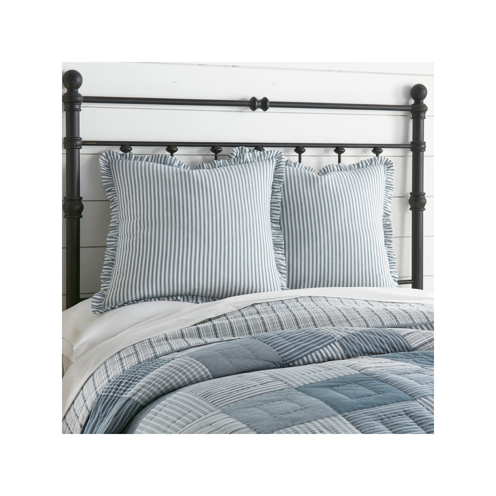 Sawyer Mill Blue Ticking Stripe Fabric Euro Sham 26x26