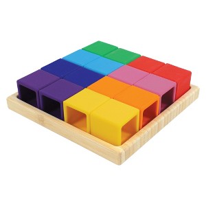 Hudson Baby Silicone Block Set with Wood Tray, Multicolor, One Size - 1 of 2