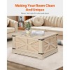 VEVOR Rattan Coffee Table, Rectangle PE Rattan Woven Wood Coffee Table with MDF Top, 32-Inch Modern Boho Style Storage Coffee Table with Metal Hinges - 3 of 4