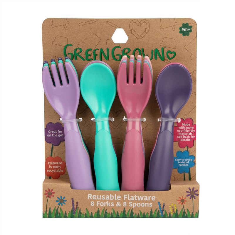The First Years GreenGrown Reusable Flatware - Toddler Forks &#38; Spoons - Pink - 16pk, 3 of 10