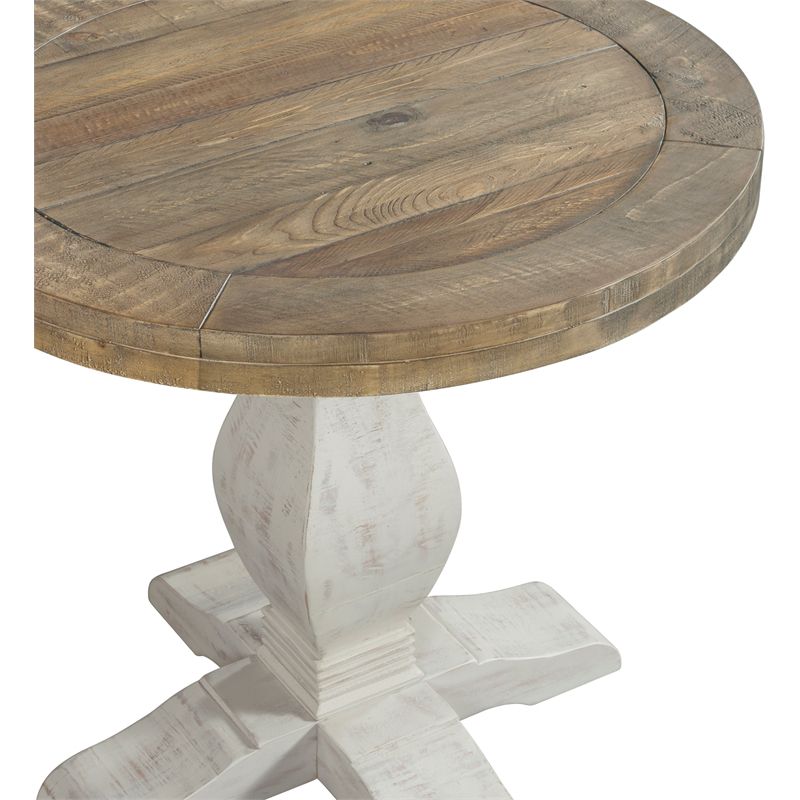 Napa Solid Wood Round End Table White Stain and Natural - Martin Svensson Home, 3 of 7