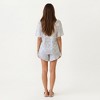 Anna-Kaci Lounge Women's Tiny Rose Print Crew Neck Pajama Set with Short Sleeves and Ruffle Trim Shorts - 4 of 4