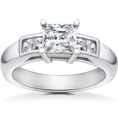 Pompeii3 1 1/2 ct Princess Cut Diamond Engagement Ring 14 K White Gold Lab Created