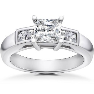 Pompeii3 1 1/2 ct Princess Cut Diamond Engagement Ring 14 K White Gold Lab Created - 1 of 4