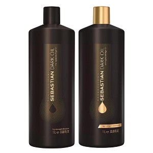 Sebastian Professional Dark Oil Lightweight Shampoo &  Conditioner (33.8 oz LITER XXL DUO SET KIT) Jojoba & Argan Oil for Smooth Hair - 1 of 3