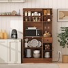 Costway 66" Pantry Cabinet Tall Kitchen Storage Cabinet with Charging Station Brown - 4 of 4
