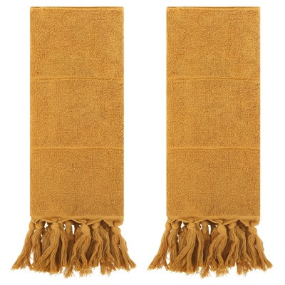 REGALWOVEN Cotton Bathroom Hand Towel with Tassel 14" x 30" 2 Pcs